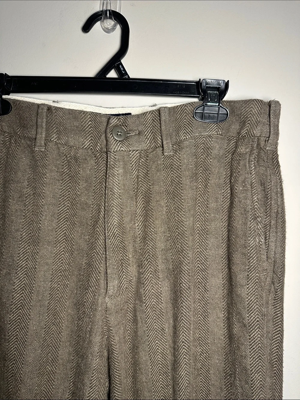 Abercrombie & fitch Men's Brown Herringbone linen blend trousers 32x28